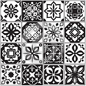 Modern interior spanish and turkish tiles. Kitchen floral vector patterns photo