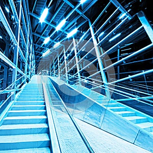 Modern interior stairs at night