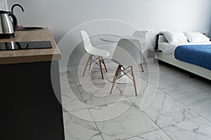 Modern interior of tiny studio apartment