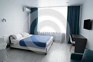 Modern interior of tiny studio appartment