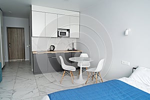 Modern interior of tiny studio appartment