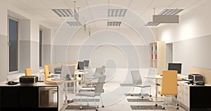 Office, interior visualization, 3D illustration