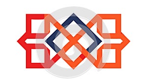 Modern Interlocking Square Pattern. Geometric Connectivity Structure, vector design Generative AI