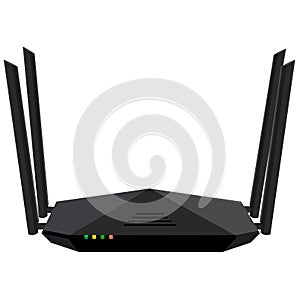 Modern Internet Wireless router with 4 antenna vector illustration