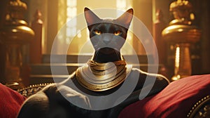 Modern interpretation of the ancient Egyptian cat goddess Bastet, known for home protection and blessings. Generative AI photo