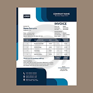 Modern invoice design. Trendy template display for promotional campaign.