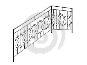 Modern iron banisters, railing.
