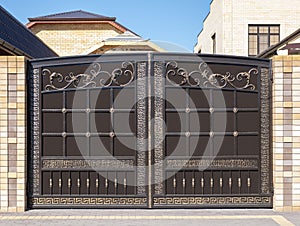 Modern iron gate and facade