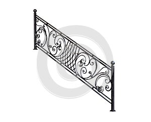 Modern iron railing staircase steps.