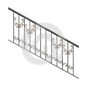 Modern iron railing staircase steps