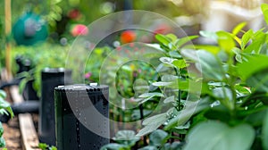 A modern irrigation system equipped with sensors and a cloudconnected smart irrigation controller responds to changing photo