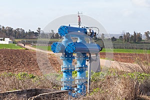 Modern irrigation system in the field photo