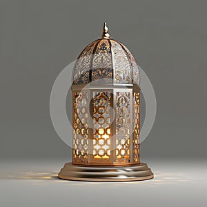 Modern Islamic design 3D Ramadan Kareem with shiny lantern light