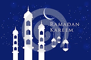 Modern Islamic Eid Mubarak Wide Background Banner And Card Illustration