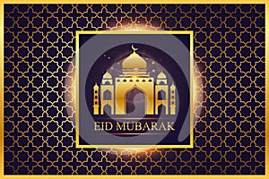 Modern Islamic Eid Mubarak Wide Background Banner And Card Illustration