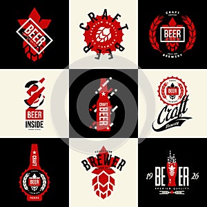 Modern isolated craft beer drink vector logo sign for bar, pub, brewery or brewhouse.