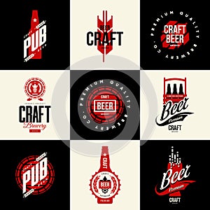 Modern isolated craft beer drink vector logo sign for bar, pub, brewery or brewhouse.