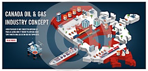 Modern isometric of Canada oil and gas industry concept