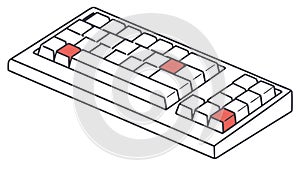 Modern Isometric Computer Keyboard for Digital Work, Vector Design Generative AI