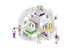 Modern Isometric Illustration design - Data Analysis