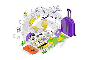 Modern Isometric Illustration design - Travel App