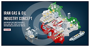 Modern isometric of Iran oil and gas industry concept