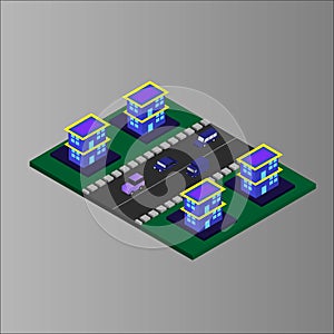 Modern Isometric Market New City Vector Illustration