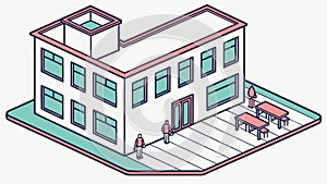 Modern isometric school building, symbolizing education and learning. vector design Generative AI