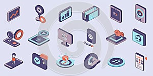 Isometric Business and Technology Icons. Vector Illustration