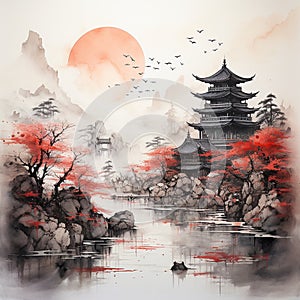 Modern Japanese Ink Wash Art