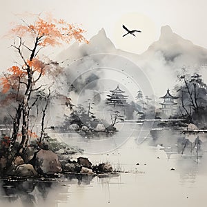 Modern Japanese Ink Wash Art