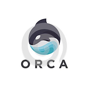 Modern jumping orca killer whale logo icon vector