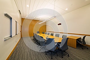 Modern jury deliberation room in a new courthouse photo