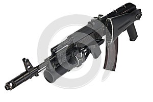Modern kalashnikov 5.45 mm AK 74M assault rifle with 40 mm underbarrel grenade launcher