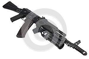 modern kalashnikov AK 74M assault rifle with underbarrel grenade launcher