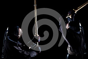 Modern kendo shot on a black background