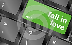 Modern keyboard key with words fall in love