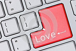 Modern keyboard with love text