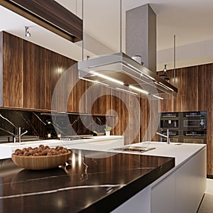 Modern kitchen appliances in contemporary interior kitchen