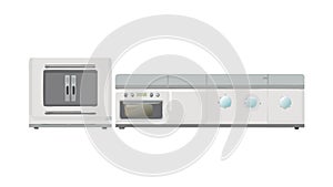 Modern Kitchen Appliances, Microwave and Oven Set, vector design Generative AI