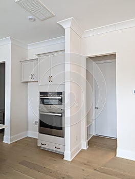 Modern kitchen being built with high ceiling