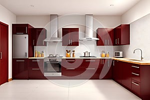 Modern Kitchen Cabinet with Stylish Decor and Functional Drawers