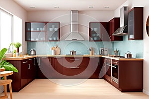 Modern Kitchen Cabinet with Stylish Decor and Functional Drawers