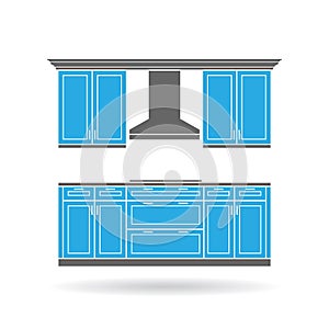 Modern kitchen cabinets with cooktop vector illustration