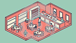 Modern Kitchen Cafe Interior Isometric Vector Design, vector design Generative AI