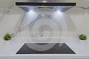 Modern kitchen cooker hob in a luxury apartment