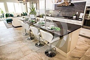 Modern Kitchen With Counter Bar & Stools