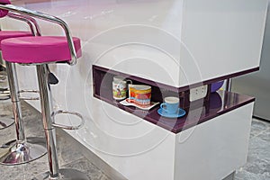 Modern kitchen counter island in a luxury apartment