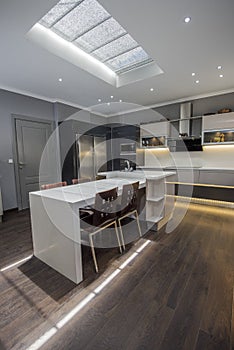 Modern kitchen design in a luxury apartment