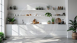 modern kitchen design, stylish and functional bright white kitchen with sleek cabinetry and minimalistic decor, offering photo